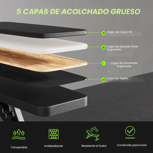 Vista 5 de Banco de pesas ajustable para gimnasio en casa, banco de entrenamiento plegable para ejercicio de cuerpo completo con mancuernas, banco