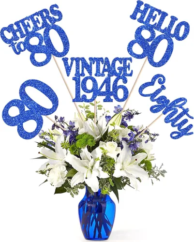 Vista 54 de 15 piezas de centro de mesa de feliz cumpleaños número 10 palos de diez dígitos dobles vintage 2015 centros de mesa de flores palos saludos a 10
