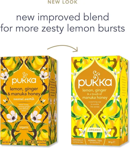 Vista 6 de Pukka Herbs - Té de miel de manuka de limón y jengibre (paquete de 2) 20 sobres Paquete de 2