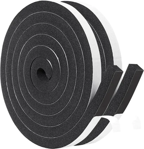 Vista 13 de Yotache - 2 rollos de cinta adhesiva de espuma de 1" de ancho x 1/8" de grosor, burlete de neopreno de alta densidad para aislamiento de puertas