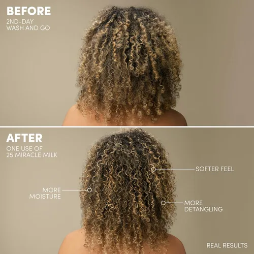 Vista 3 de Mizani 25 Benefit Miracle Milk - Acondicionador sin enjuague para cabello rizado, con aceite de coco, spray desenredante de rizos, protector térmico