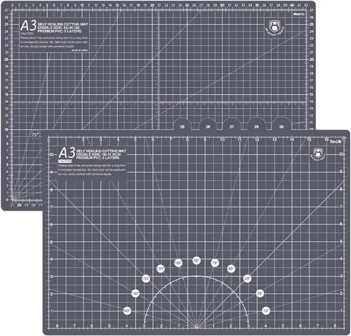 Vista 7 de HEADLEY TOOLS Alfombrilla de corte autocurativa de 18"x24" engrosada, A2 Alfombrilla de corte rotatoria para costura de manualidades, tabla de corte