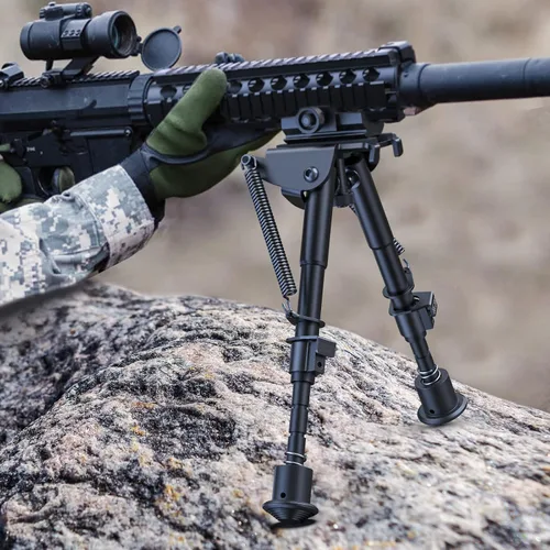 Vista 6 de Bípode para rifle tactico CVLIFE de 6 a 9 pulgadas, Retorno de resorte con adaptador giratorio de 360º.