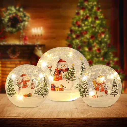 Vista 11 de YEAHOME Decoraciones de Navidad para interiores, 3 piezas de gnomos iluminados, globos de nieve de Navidad, decoración del hogar, decoraciones