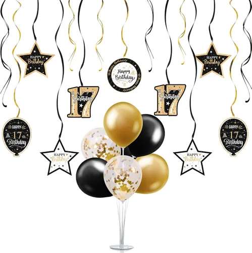 Vista 14 de Juego de decoraciones para fiesta de cumpleaños número 12, serpentinas azules con soporte de globo de mesa azul, decoraciones de fiesta