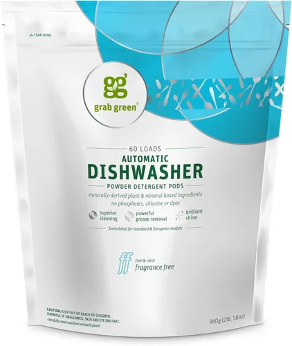 Vista 15 de Grab Green Cápsulas de detergente automático para lavavajillas, 24 unidades, aroma a hierba de limón mandarina, a base de plantas y minerales