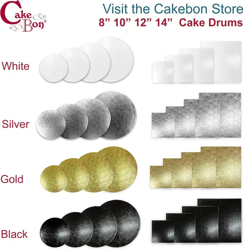 Vista 9 de Cakebon Tablas redondas para tartas – Tambores resistentes de 1/2 pulgada de grosor – Base profesional de 8 pulgadas para bordes completamente