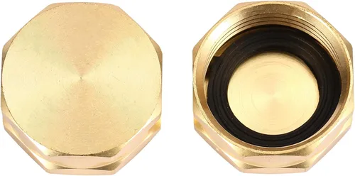 Vista 3 de Paquete de 2 tapas para manguera de jardín con arandelas, tapa de espiga de latón, tapa de extremo hembra de 3/4 pulgadas
