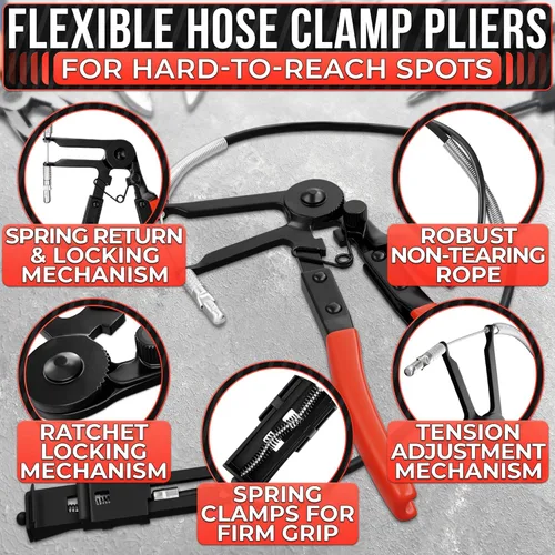 Vista 5 de Juego de 2 alicates de abrazadera de manguera de radiador para automóvil, herramienta de abrazadera de manguera de radiador de alta resistencia