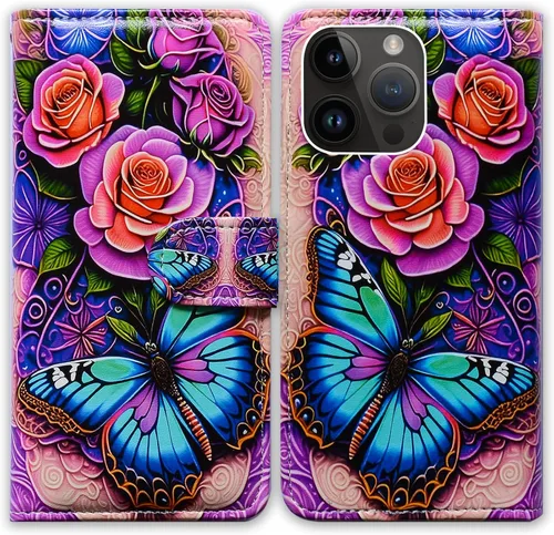 Vista 30 de Bcov Funda para iPhone 15 Pro Max, funda de piel con tapa y soporte para tarjeta y soporte para iPhone 15 Pro Max