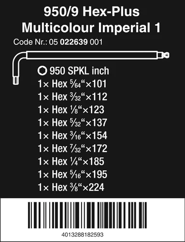 Vista 6 de Wera 056490 Tool-Check Plus Bit - Juego de llaves en L (métricas y Wera 05022639001) para 950 SPKL/9 SZ imperial, multicolor