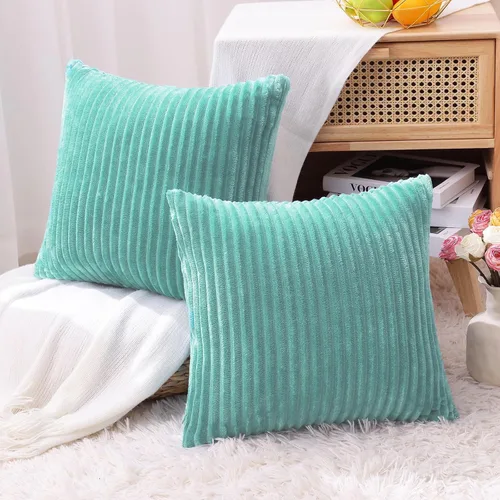 Vista 6 de Simmore Juego de 2 fundas de almohada decorativas de otoño de 16 x 16 pulgadas, fundas de almohada de franela de felpa suave de doble cara para sofá