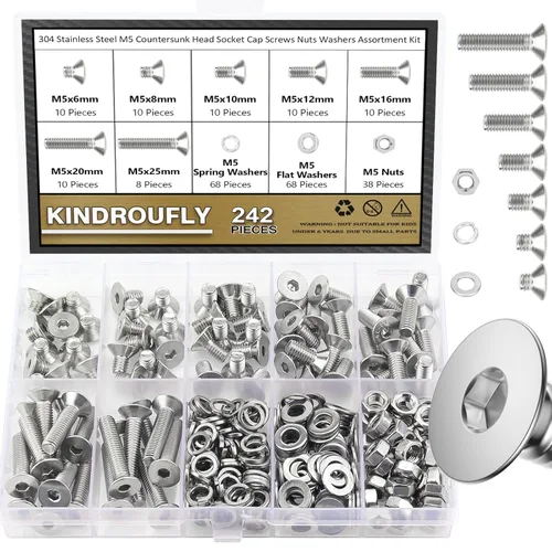 Vista 22 de Juego de 562 piezas M2 x 4/6/8/10/12/16/20 mm de tornillos de cabeza de botón, tuercas y arandelas, acero inoxidable 304, rosca totalmente maquinada