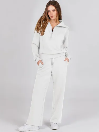Vista 2 de ANRABESS - Conjunto de 2 piezas para mujer, sudadera de gran tamaño, pantalones deportivos, moderno, a juego, para descanso, otoño