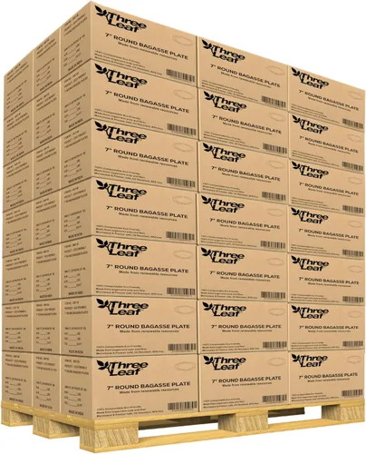 Vista 12 de three leaf Plato redondo de bagazo de 10 pulgadas, 25 unidades, platos de bagazo desechables, resistentes, súper fuertes, naturales y ecológicos