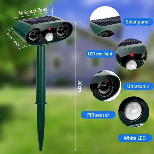 Vista 6 de 2026 Upgraded Solar Ultrasonic Animal Repeller Outdoor, 4 Pack Waterproof Deer Repellent Devices & Cat Deterrent for Yard, Ultrasonic Animal