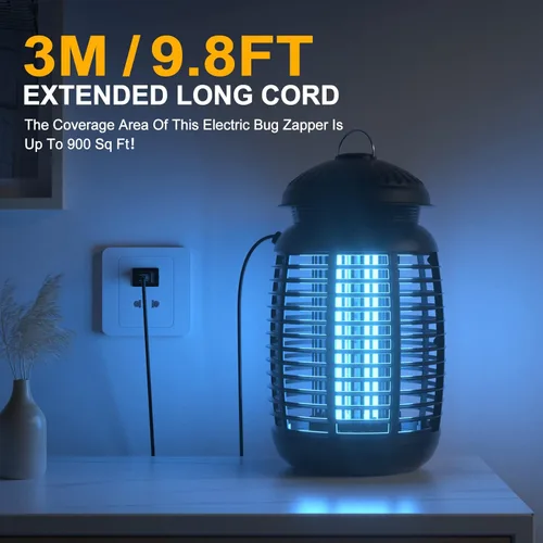 Vista 6 de Exterminador de insectos con sensor de luz, matamosquitos al aire libre 4200V eléctrico asesino de insectos asesino de mosquitos, matamoscas
