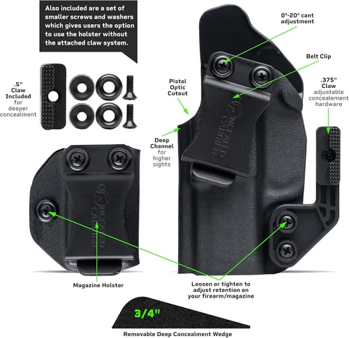 Vista 2 de Funda IWB para Sig Sauer P320 Compact Compañía propiedad de veteranos de combate Fundas de transporte ocultas en el interior de la cintura