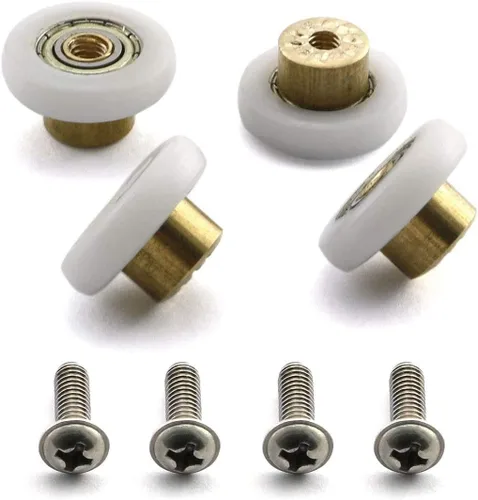 Vista 5 de 4 juegos de ruedas para puerta de ducha, piezas de repuesto para puerta corredera de vidrio de baño - 19 mm x 5 mm