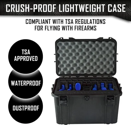 Vista 3 de Estuche para pistola Doro para 6 pistolas 24 con inserto de espuma MyCaseBuilder personalizado, resistente al agua, armas de fuego tácticas