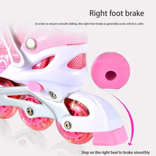 Vista 5 de Patines de ruedas 2 en 1 de 4 tamaños ajustables para niños y adultos, patines de ruedas intermitentes al aire libre