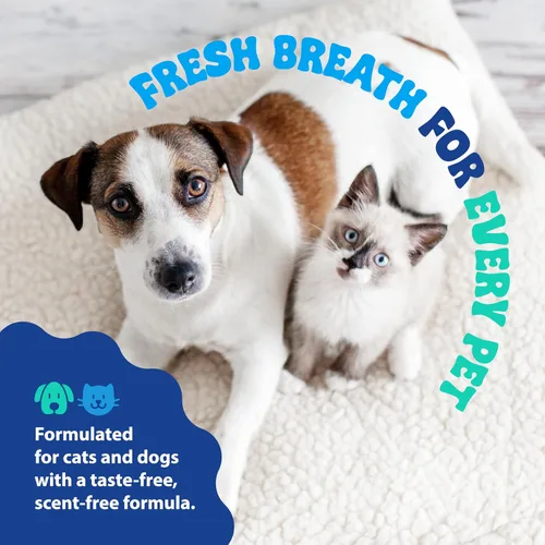 Vista 6 de Dental Fresh Aditivo de agua para perros y gatos, dientes limpios y aliento fresco, cuidado bucal diario de mascotas, solo añádelo al agua, sin