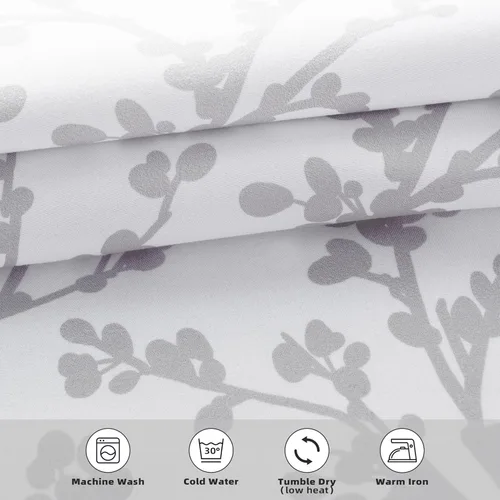 Vista 3 de DriftAway Cenefas opacas de 18 pulgadas gris y blanco para ventanas, dormitorio, sala de estar, bolsillo para cortinero, árbol de granja, rama