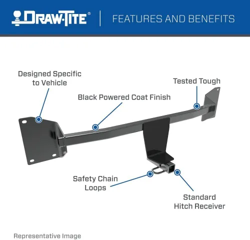 Vista 4 de Draw-Tite 24812 Class 1 Trailer Hitch, 1-1/4 Inch Square Receiver, Black, Compatible with Pontiac Vibe and Toyota Matrix