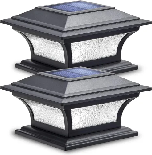 Vista 13 de SIEDiNLAR Luces solares de poste de vidrio para exteriores, luz LED para cerca, 2 modos para postes de 4 x 4, 5 x 5, 6 x 6 pulgadas, decoración