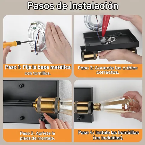 Vista 8 de Lightess Aplique de pared de baño con interruptor regulable estilo casa