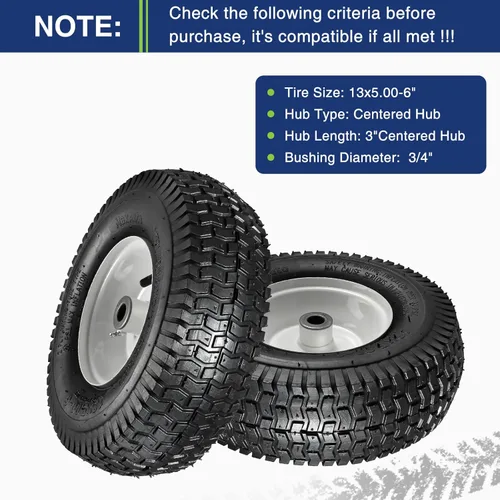 Vista 7 de MaxAuto 2 neumáticos de cortacésped de 13 x 5.00-6 en rueda, 13 x 5-6 neumáticos delanteros de repuesto para cortacéspedes Troy-Bilt/Toro, cubo