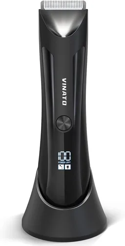 VINATO Cortadora de pelo corporal para hombres, recortadora eléctrica de bolas para hombre, cabezales de hoja de cerámica reemplazables, afeitadora