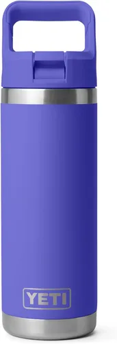 Vista 14 de YETI Rambler Botella de 18 onzas, aislada al vacío, de acero inoxidable con tapa de popote a juego de colores, rojo rescate