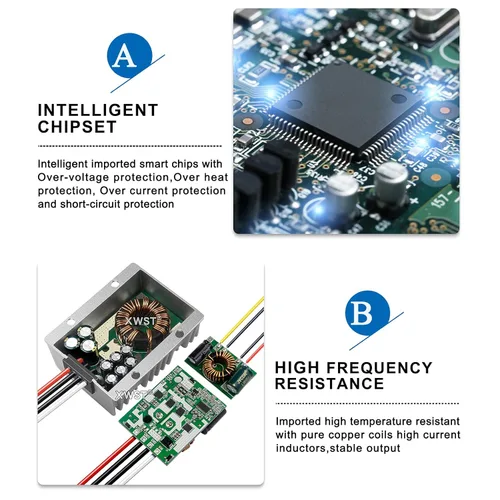 Vista 6 de Convertidor de voltaje de 12 V 24 V escalón hasta 60 V, 5 A, 300 W, regulador de 60 voltios, impermeable, fuente de alimentación de transformador