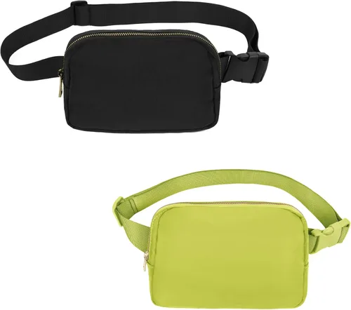 Vista 57 de VOROLO Riñonera para mujeres y hombres, bolsa cruzada, bolsa de cinturón con correa ajustable, Gris claro, Talla única