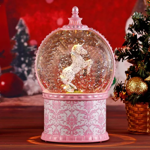 Vista 9 de Globos de nieve de Navidad de bailarina musical, globo de nieve iluminado de 7.1 pulgadas con purpurina giratoria, funciona con pilas y alimentado