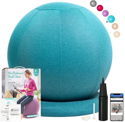 Vista 10 de ProBalanceΩ - Silla de bola de yoga, silla de ejercicio con funda y base para escritorio de oficina en casa, parto y embarazo, bola de estabilidad