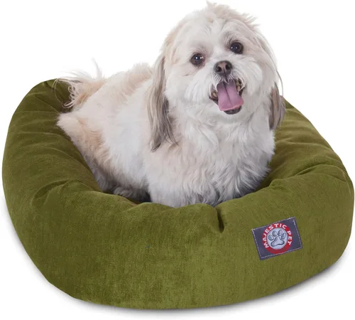 Vista 32 de Majestic Pet Cama para perros calmante de microterciopelo de 24 pulgadas, lavable – Cama redonda suave y acogedora para perros con soporte