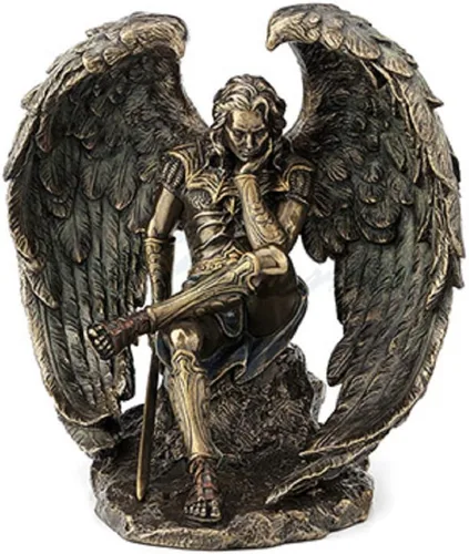 Vista 2 de US Estatua de Lucifer el ángel caído de 6.5 pulgadas de bronce fundido en frío
