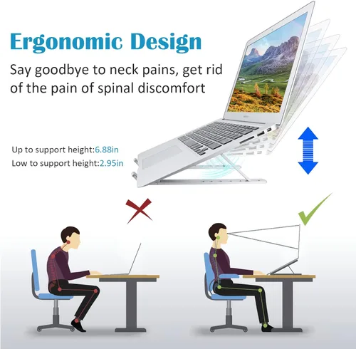 Vista 4 de Soporte para laptop soporte ajustable de aluminio para escritorio soporte ergonómico portátil plegable soporte elevador para computadora elevador