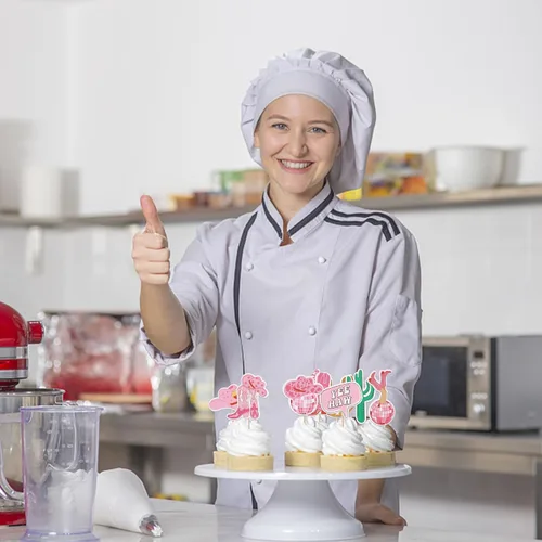Vista 5 de 40 piezas de decoraciones para cupcakes de vaquera de doble cara con herradura, cactus, sombrero y bota, palillos para cupcakes, bola de discoteca