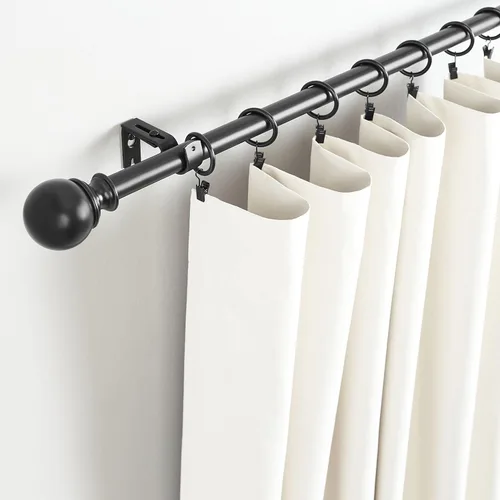 Vista 2 de Amazon Basics Ganchos Ajustables para Soporte de Pared de Barra de Cortina, Juego de 2, Negro
