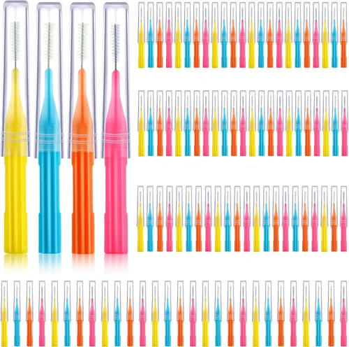 Vista 11 de Patelai Juego de 100 cepillos interdentales, púas limpiadoras suaves con tapa, herramienta de limpieza de huecos de dientes de varios tamaños