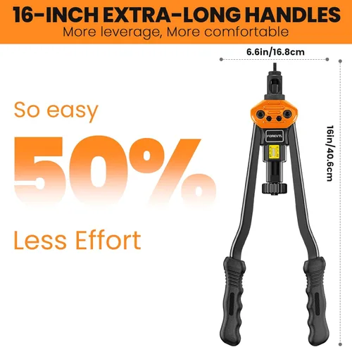 Vista 3 de Kit de herramienta de tuerca de remache FOREVTL, kit de herramienta de remache de 40.6 cm con 13 mandriles métricos y SAE, herramienta manual