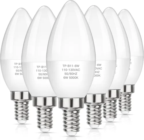 Vista 7 de MAXvolador - Bombillas LED E12 para candelabro, equivalentes a 60W, luz blanca suave 3000K, 600 lúmenes, lámpara de araña, 6W, base B11