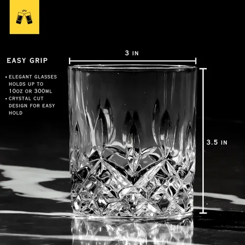 Vista 3 de LEMONSODA - Juego de vasos de whisky de corte de cristal estilo antiguo, 2, 4, 6-10 onzas, vasos de roca ultra transparentes de alta calidad sin