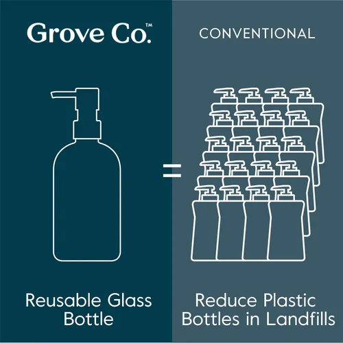 Vista 6 de Grove Co. Dispensador de jabón espumoso, 2 botellas de vidrio recargables con bomba de acero inoxidable, juego de jabón líquido reutilizable