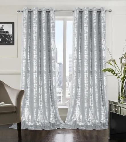 Vista 28 de always4u Cortinas de terciopelo suave blanco de 120 pulgadas de largo, cortinas de lujo para dormitorio, con estampado de lámina plateada, Blanco