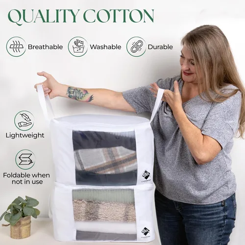 Vista 5 de Bolsas de almacenamiento de suéter de cachemira con protección contra polillas de cedro Bolsa de algodón transpirable y lavable Adecuado
