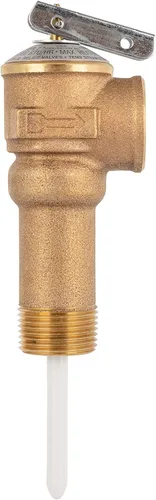 Vista 2 de Camco 10493 Válvula de alivio de temperatura y presión de 3/4" con sonda recubierta de epoxi de 4" - vástago extendido